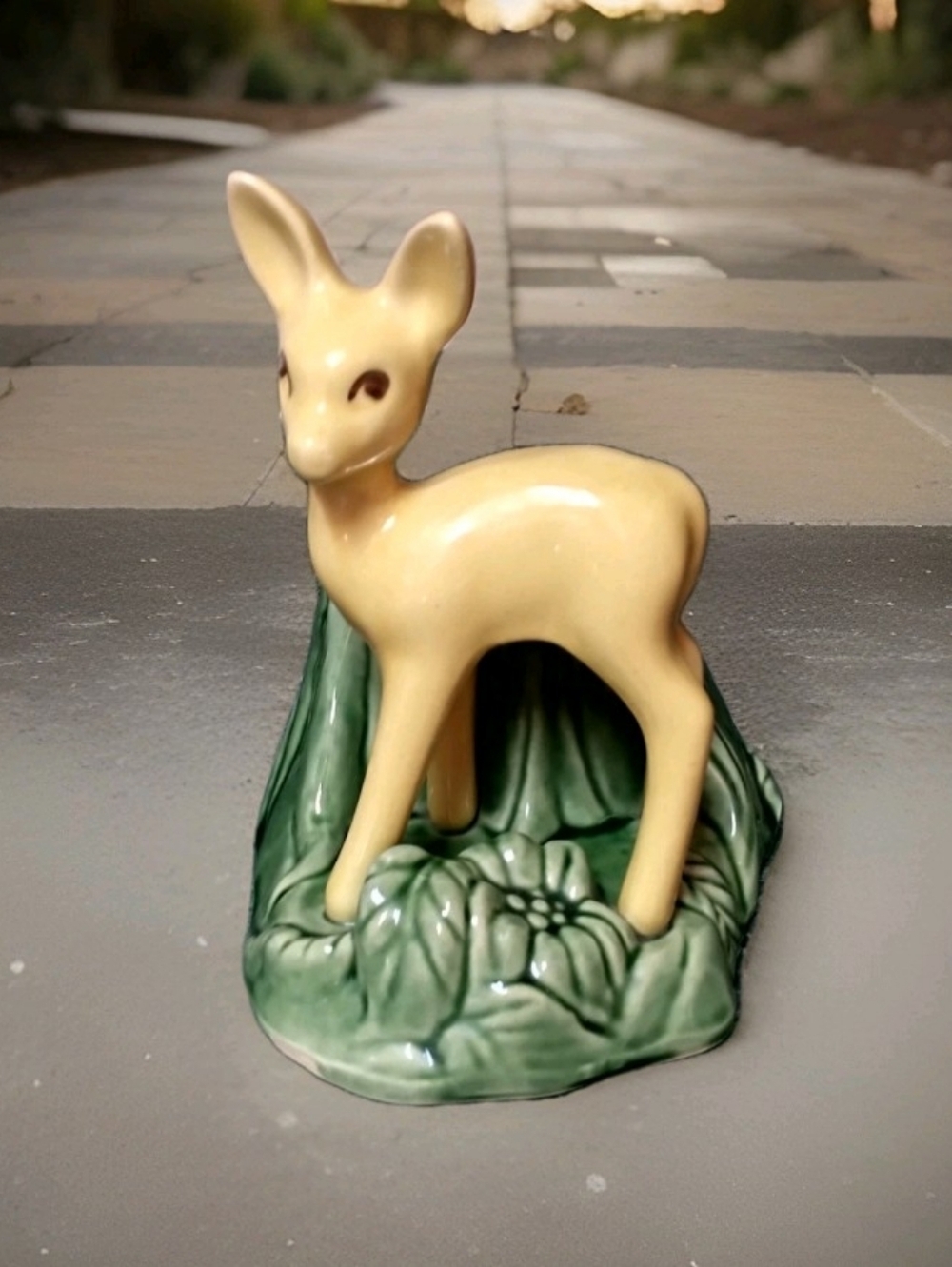Vintage Shawnee USA Pottery Yellow and Green Deer  Planter #624
